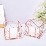 Whaline 2Pcs Rose Gold Memo Note Cube Holder Dispenser Notepad Holder for Pen Pencil Office Home School Desk Supplies