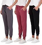 Real Essentials Women's Lounge Jogger Soft Teen Sleepwear Pajamas Fashion Loungewear Yoga Pant Active Athletic Track Running Workout Casual wear Ladies Yoga Sweatpants Pockets, Set 6, XS, Pack of 3