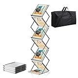 6 Pocket Literature Catalog Rack, Foldable Brochure Display Stand, Magazine Rack for Living Room, Hotel, Trade Show, Exhibition, Office, Events