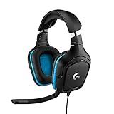 Logitech G432 Wired Gaming Headset, 7.1 Surround Sound, DTS Headphone:X 2.0, Flip-to-Mute Mic, PC (Leatherette) Black/Blue