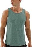 icyzone Workout Tank Tops for Men - Running Muscle Tank Exercise Gym Tops Athletic Shirts (Green, Large)