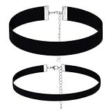 Gjinxi 2Pcs Black Choker Necklace Set, Gothic Black Velvet Choker Necklace for Women, Valentines Day Birthday Gifts, Halloween Cosplay Jewelry