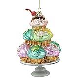 Northlight 6" Pink and Blue Cupcake Tower Glass Christmas Ornament