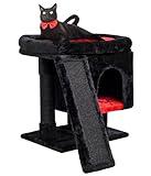 SYANDLVY Gothic Cat Tree with Coffin Bed for Indoor Cats, Cat Tower with Scratching Post, Modern Activity House for Large Cats, Condo with Board, Kittens Cave