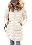 PRETTYGARDEN Women's Long Winter Puffer Coats Hooded Zip Up Thickened Parka Down Jackets Trendy Fashion Warm Outerwear (Beige White,Medium)