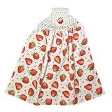 Crochet Top Handmade Towels Nice Thick Absorbent 100% Cotton Terry Cloth Towel For Kitchen, Bathroom, And Laundry Room. (STRAWBERRYS)