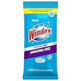 Windex Wipes Glass Cleaning Ammonia Free, Pre-Moistened Glass and Surface Wipes to Clean All Glass Surfaces, Crystal Rain Fresh Scent, 25 Count