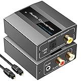 VPFET Analog to Digital Audio Converter RCA to Optical with Cable 3.5mm AUX Jack Toslink and Coaxial Adapter for Soundbar