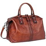 Iswee Satchel Bags Retro Leather Purses for Women Handbags Shoulder Bags Luxury Tote Hobo Cross Body Work Doctor Bag Pocketbooks (Brown)