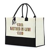 Mother in Law Gifts Tote Bag Best Mother-in-Law Gifts Beach Bag Mother of the Bride Gifts Retirement Birthday Mothers Day Wedding Gifts for Women Her Mother of the Bride Canvas Travel Shopping Bag