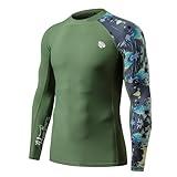 HUGE SPORTS Men's Rash Guard Long Sleeves UPF 50+ UV Sun Protection Quick Drying Splice Compression Swim Shirts