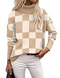 Zeagoo Women's Turtleneck Sweater 2024 Fall Winter Chunky Knitted Pullover High Low Hem Trendy Basic Jumper Top