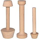 Dupiulk Wooden Tart Tamper Set, Double Side Pie Pastry Dough Tamper, Egg Tart Pan Mold DIY Cake Pastry Baking Tool for Mini Egg Tart, Cheesecakes, Pasta and Dessert Baking (3 Pieces)