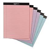 Amazon Basics Wide Ruled 8.5 x 11.75-Inch 50 Sheet Perforated Lined Writing Note Pads, Pack of 6, 300 Count, Multicolor