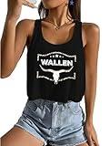 Women's Sexy Crop Tank Tops Wallen Shirt Cute Country Concert Cowgirl Outfits Casual Summer Western Graphic Crop Tops for Teens (Black,XL)