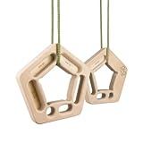 YY VERTICAL The Original Climbing Hang Holds in Wood for Rock Climbing, Ideal for Home Training, adapts to pull up bar, Strengthen your Fingers