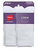 Hanes Women's Ultimate Crew 6-Pack Socks, White, 5-9