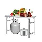 Stainless Steel Folding Table (48x24 in) - Commercial Work Table for Home, Kitchen, Restaurant, Garage, Camping, Outdoor, 520 lbs Load, Foldable Stainless Steel Workstation, Single Tier No Undershelf