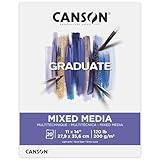 Canson Graduate Mixed Media Pad, Foldover, 11x14 inch, 20 Sheets | Artist Paper for Adults and Students - Watercolors, Mixed Media, Markers and Art Journaling