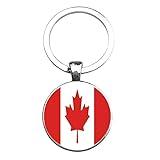Art Attack Canada Canadian Flag Keychain, Maple Leaf Map Country History Love Heart Key Chain (Silver)
