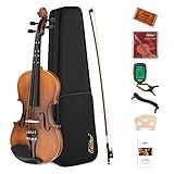 Eastar 4/4 Full Size Violin Set Matte Fiddle for Beginners Adults with Hard Case, Rosin, Shoulder Rest, Bow, Tuner and Extra Strings (Imprinted Finger Guide on Fingerboard), EVA-3