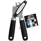 The Original GORILLA GRIP Heavy Duty Stainless Steel Smooth Edge Manual Can Opener and Bottle Openers, Soft Ergonomic Handle, Oversized Handheld Easy Turn Knob, Multifunctional Kitchen Tool, Black