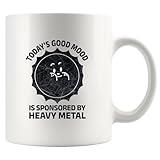 Panvola Today's Good Mood Is Sponsored by Heavy Metal Funny Heavy Metal Music Rock Music Lovers Musicians Gifts Metalhead Novelty Drinkware Ceramic Coffee Mug 11 oz White