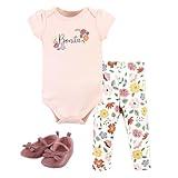 Hudson Baby Unisex Baby Cotton Bodysuit, Pant and Shoe Set, Bonita Short Sleeve, Newborn