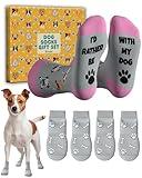 Cavertin Matching Dog and Owner Socks Set, Dog Lovers Gifts for Women & Men, Funny Gifts for Dog Mom & Dog Dad with Gift Box (Grey)