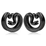 Casvort 2 PCS 12mm (1/2'') Hypoallergenic 316 Stainless Steel Black Sanke Saddle Hangers Tunnels Ear Gauges Plugs Expander Women Body Piercing Tunnels