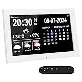 Jazeyeah 2025 New Year's Calendar, 10.1 Inch WiFi Smart Electronic Digital Desk Office Calendar with Memo Reminder Settings, Weather & Temperature & Humidity Display