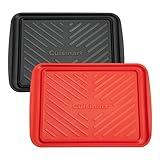 Cuisinart Grilling Prep & Serve Trays, 17x10.5 inch BBQ Trays Safe for Food Handling, 2 Dishwasher Safe Nesting Trays Black & Red, Perfect Grilling Tray for Cooked & Raw Meat, Fits 6 Burgers