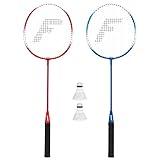 Franklin Sports Badminton Racket + Birdie Set - Replacement Badminton Equipment for Kids + Adults - 2 Player Badminton Racket Set, Red/ White/ Blue