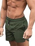 COOFANDY Men's Swim Trunks Quick Dry Board Shorts Swimsuit Swimwear Bathing Suit Army Green