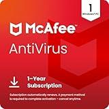 McAfee AntiVirus 2025 Software | Real-Time PC Protection from New and Evolving Threats | 1-Year Subscription with Auto-Renewal | Download