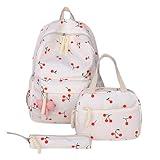 Lakemesure Dreamy Bow Backpack for Girls with Meal-Ready Pockets, Coquette Bow Backpack - Cute Comfy Everyday Essential Set (Cherry/A/)