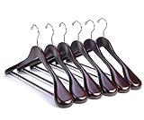 Nature Smile Luxury Mahogany Wooden Suit Hangers - 6 Pack - Wood Coat Hangers,Jacket Outerwear Shirt Hangers,Glossy Finish with Extra-Wide Shoulder, 360 Degree Swivel Hooks & Anti-Slip Bar with Screw