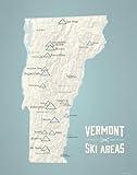 Vermont Ski Resorts Map 11x14 Print (Beige & Opal Blue)