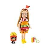 Barbie Club Chelsea Dress-Up Doll (6-inch Blonde) in Burger Costume with Pet and Accessories, Gift for 3 to 7 Year Olds