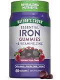 Nature's Truth Iron Gummies | 60 Count | Vegan, Non-GMO & Gluten Free Supplement | with Zinc & B Vitamins | Grape Flavor