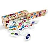 Melissa & Doug Dominoes Tabletop Game with 28 Colorful Tiles in Wooden Storage Box