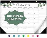 Desk Calendar 2025, 21 Months Calendar Runs from October 2024 to June 2026 - Large 17" x 12" Desktop/Wall Monthly Calendar for Home School, or Office - 2025 New Edition, Leaves Pattern