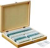 AmScope PS100A Prepared Microscope Slide Set for Basic Biological Science Education, 100 Slides, Set A, Includes Fitted Wooden Case