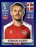 2022 Panini World Cup Qatar Stickers Blue Parallel Soccer #DEN6 Simon Kjaer Denmark Group D Officially Licensed Sticker Single Card (small, paper thin 49x69 mm)