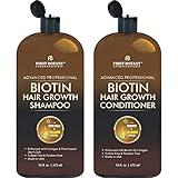 First Botany, Biotin Hair Growth Shampoo Conditioner Anti Hair Loss Thickening formula Collagen & Stem Cell For Hair Regrowth Anti Thinning Sulfate Free For Men Women Anti Dandruff Treatment 16 oz x2