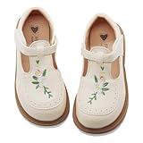 Elcssuy Toddler Girls Shoes Girl's Dress Shoes School Uniform Shoes Loafer Flats Beige Size 10