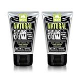 Pacific Shaving Company Natural Shaving Cream - Shea Butter + Vitamin E Shave Cream for Sensitive Skin - Clean Formula for a Smooth, Anti-Redness + Irritation-Free Shave Cream (3.4 Oz, 2 Count)