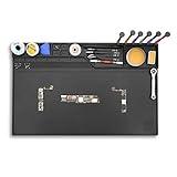 Htm-203 Black Magnetic Repair Work Mat Heat Resistant Large Silicone Soldering Mat Expand Work Area for Soldering, Electronics, Computer Repair Etc