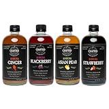 Crafted Cocktails Shrubs – 4 Flavor Variety Pack (Blackberry, Asian Pear, Strawberry, Ginger) – 4 Pack (16 Fl Oz Each) – Drinking Vinegar Made with Organic Agave – Sweet & Tangy Mixer for Cocktails, Soda, or Salad Dressings – Nonalcoholic