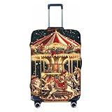 Yaxongx Christmas Carousel Travel Luggage Cover Washable Suitcase Cover Elastic Fashion Stretch Suitcase Protector Travel Anti-Scratch Baggage Covers Fits 29-32 Inch Luggage